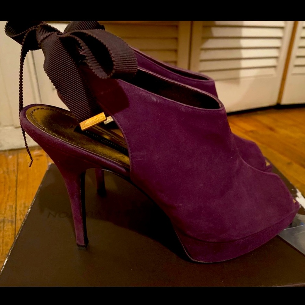 Louis Vuitton Violet Peep Toe Bootie Heels